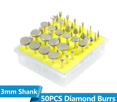 50pcs Diamond Tipped Rotary Burrs Set