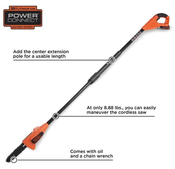 Black+Decker 20V Max Pole Saw Details 1