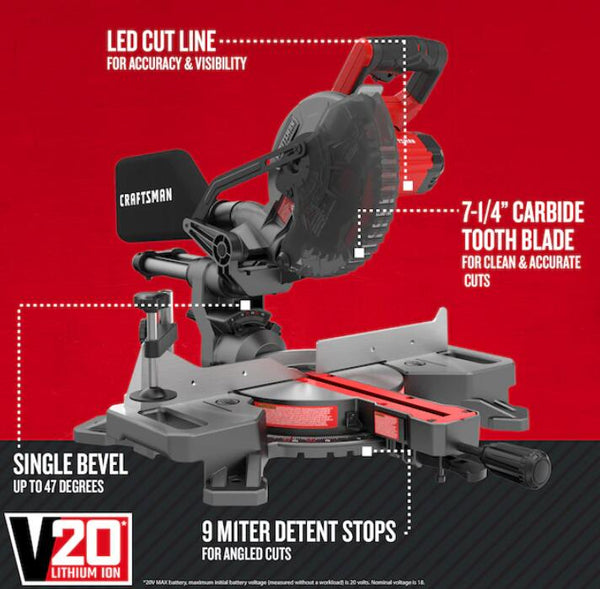 CRAFTSMAN CMCS714M1 V20 Miter Saw Kit 1