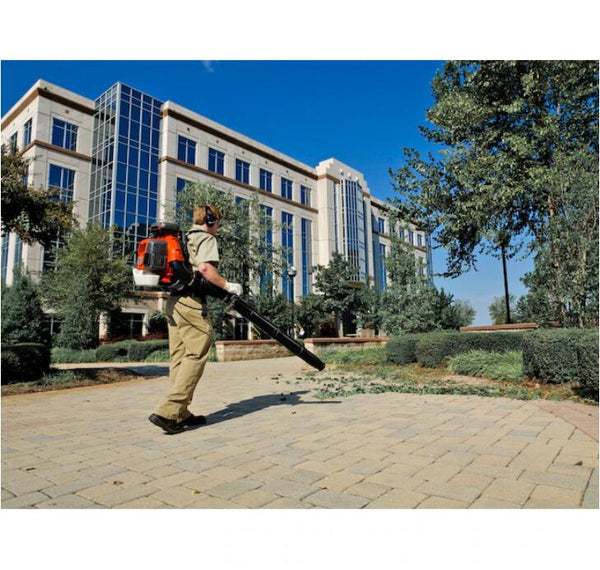 Husqvarna 350BT Backpack Leaf Blower Use