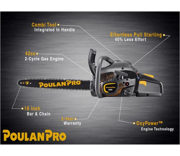 Poulan Pro PR4218 42cc 2-Cycle Gas Chainsaw Details