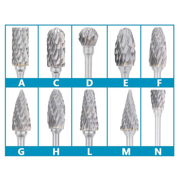 2.35mm Shank Rotary Burrs Set Double Cut header