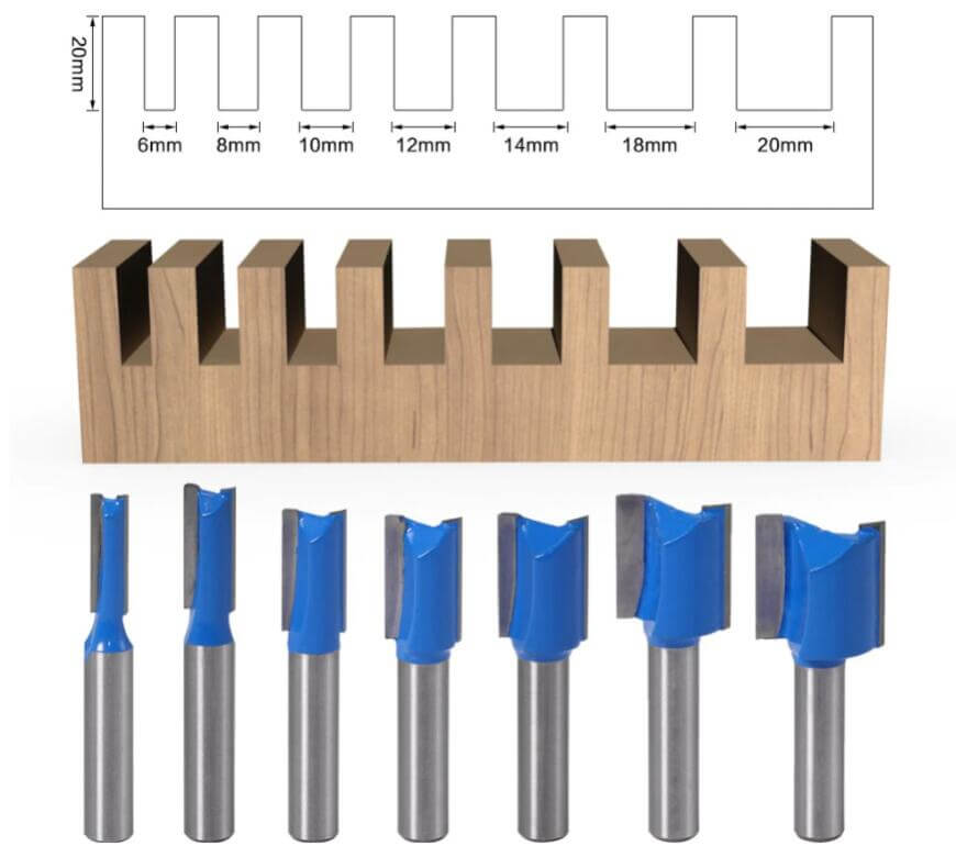 7PCS Straight Router Bit Set