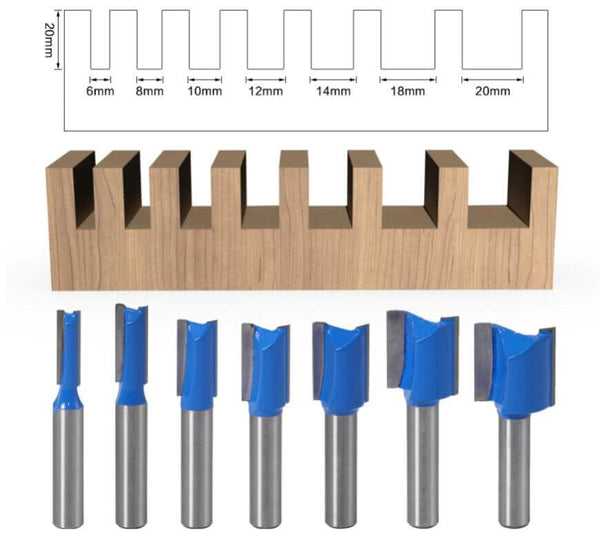 7PCS Straight Router Bit Set