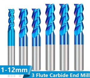 Blue Coated 3 Flute Carbide End Mills