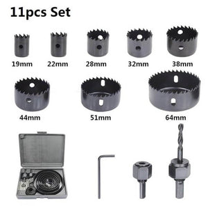 Carbon Steel Hole Saw Drill Bit Set 11pcs