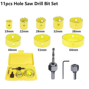 Carbon Steel Hole Saw Drill Bit Set 11pcs yellow