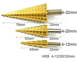 HSS Steel Step Cone Drill Bits Set